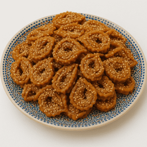 Festive floral crunch arranged beautifully on a silver Moroccan tray.