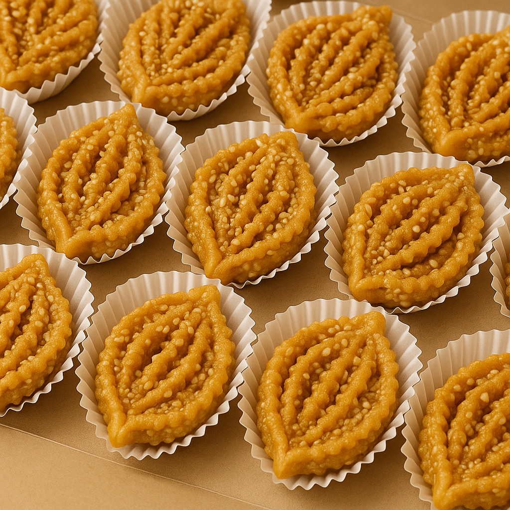 Moroccan Chebakia Recipe: A Crispy Honey Delight for Ramadan and Beyond 3 Close-up of traditional Moroccan Chebakia sweets arranged in white paper cups.