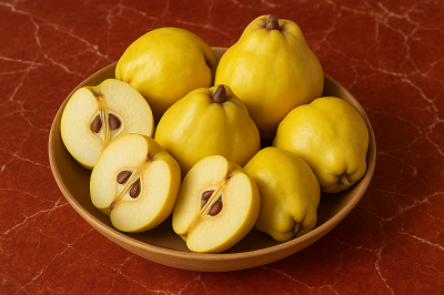 Fresh quince prepared for Candied Quince with Honey