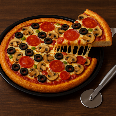 Authentic Italian Margherita pizza served with fresh tomatoes and basil