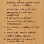 Gluten free Arabic recipes ideas with colorful traditional dishes beautifully plated.