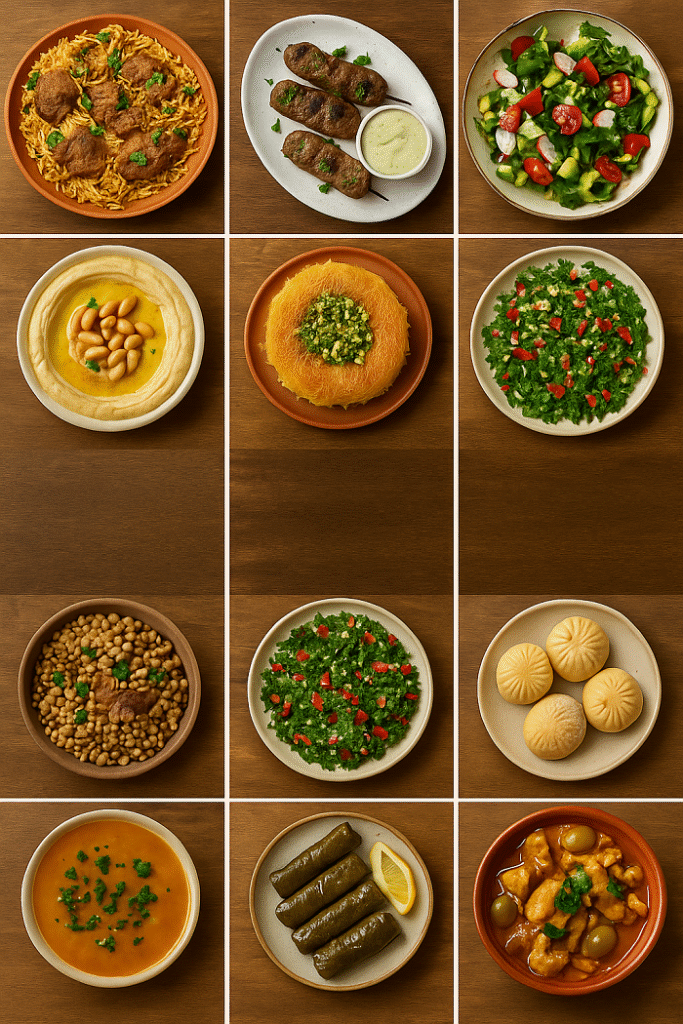gluten-free-arabic-recipes-ideas-detail.jpg Gluten free Arabic recipes ideas close-up with hummus, grape leaves, and tabbouleh.