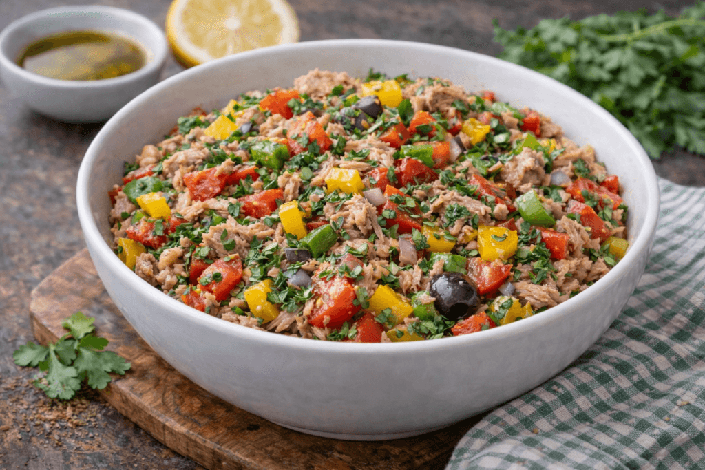 Moroccan avocado salad with tomatoes cucumber and lemon