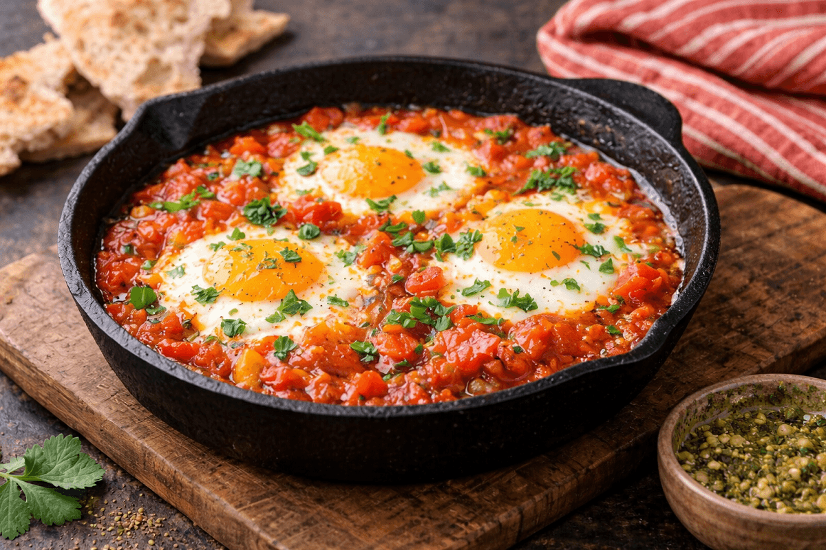 Moroccan Shakshouka Eggs in Tomato Sauce